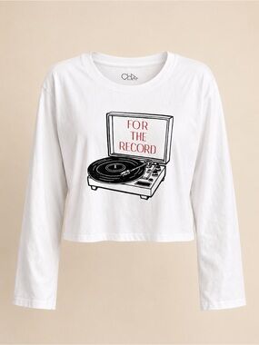 Chaser For The Record Turntable Cropped Long Sleeve Tee M NWT